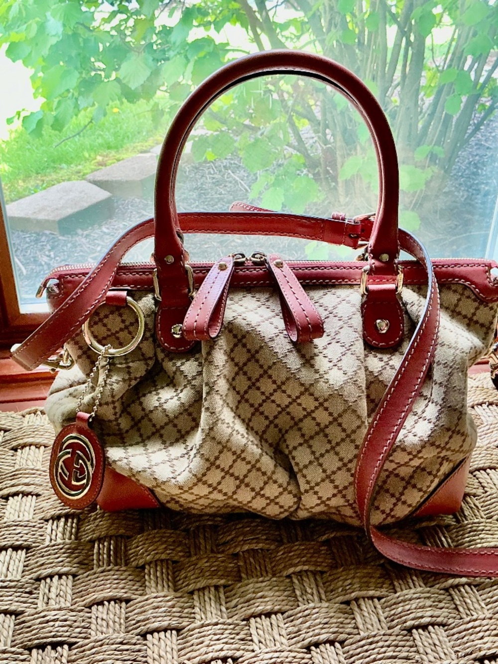 GUCCI Canvas Diamanté Sukey Top Leather Handles EXCELLENT Vintage